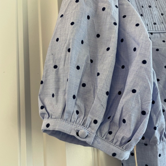 Tularosa Revolve Capri Puff Sleeves Wrap Crop Top Polka Dot Purple small - Picture 2 of 5